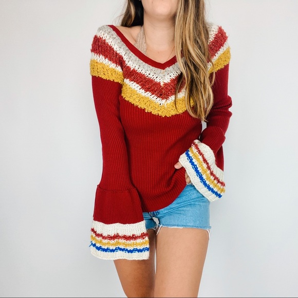 Free People Sweaters - NWT Free People flare knit sleeve retro sweater
